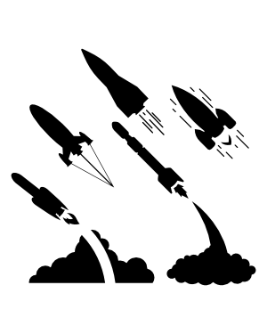 Flying Rocket Silhouette Clip Art