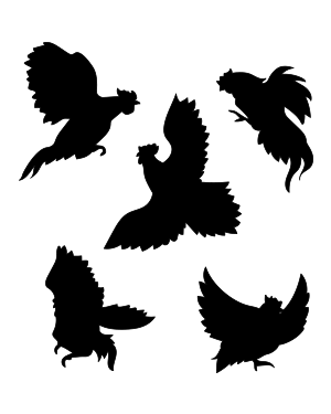 Flying Rooster Silhouette Clip Art
