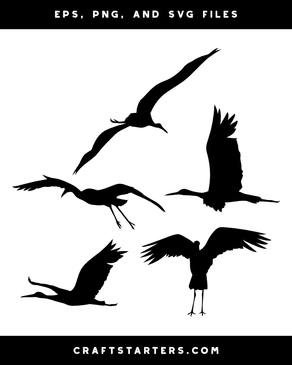 Flying Stork Silhouette Clip Art