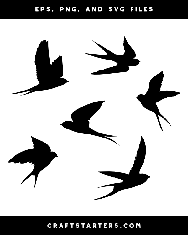Flying Swallow Silhouette Clip Art