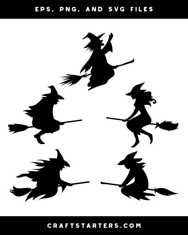 Flying Witch Silhouette Clip Art