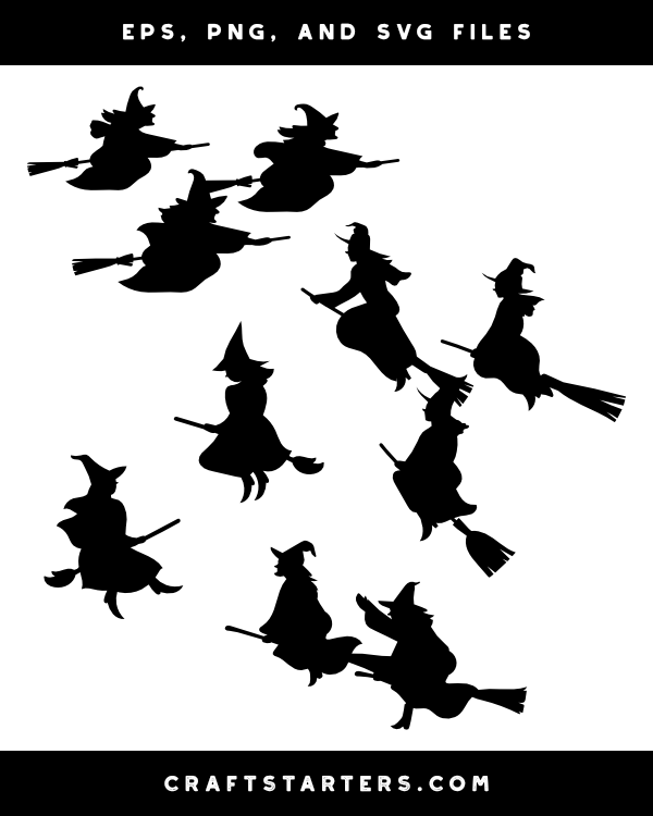 Flying Witches Silhouette Clip Art