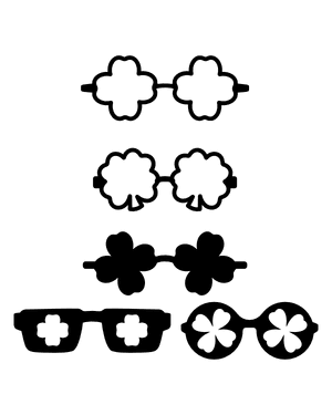 Four Leaf Clover Glasses Silhouette Clip Art