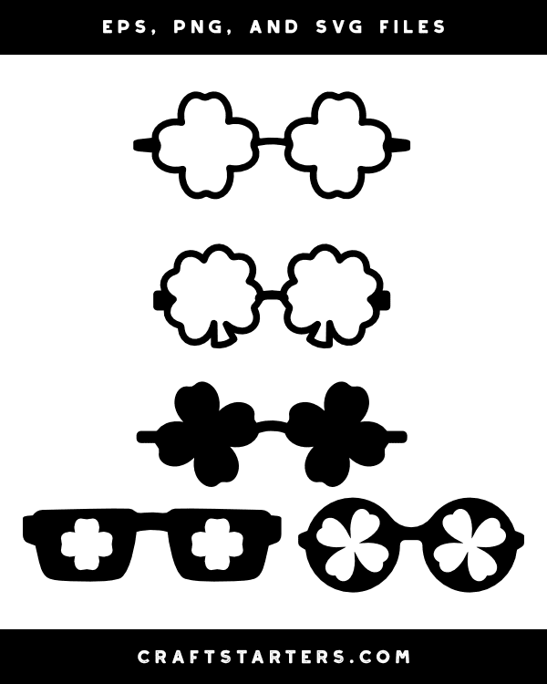 Four Leaf Clover Glasses Silhouette Clip Art