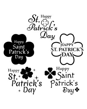 Four Leaf Clover Happy Sts Patrick's Day Silhouette Clip Art