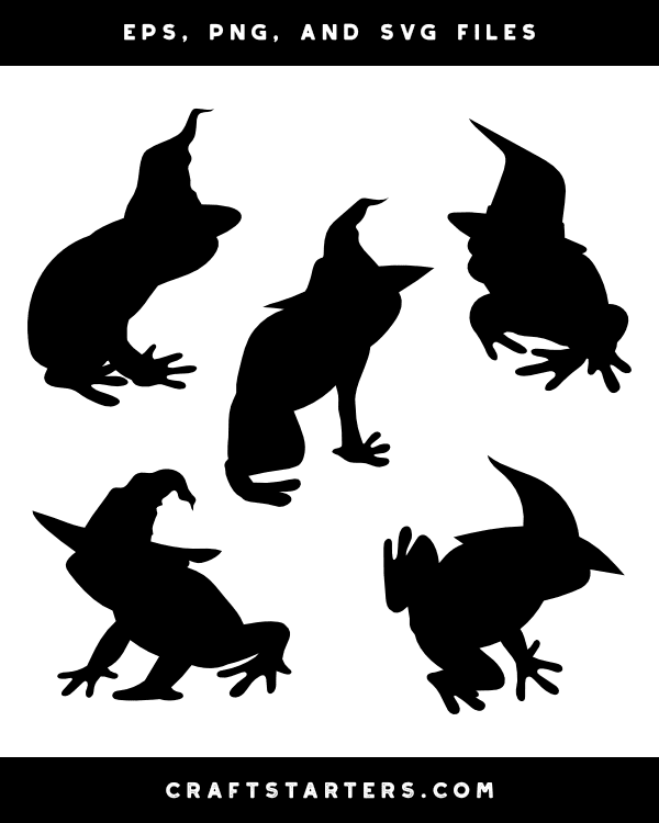 Frog Wearing Witch Hat Silhouette Clip Art