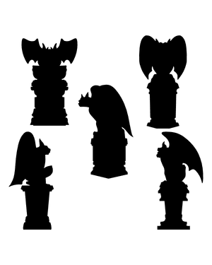 Gargoyle on Pedestal Silhouette Clip Art