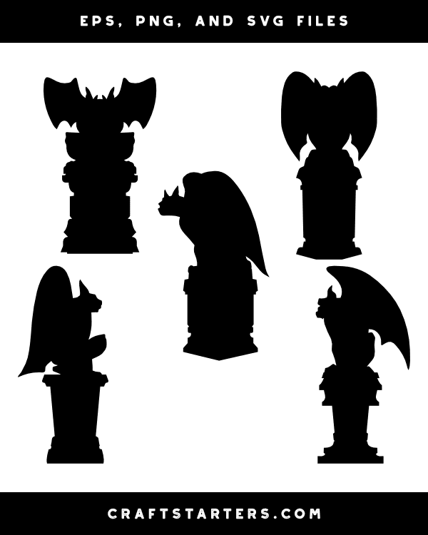 Gargoyle on Pedestal Silhouette Clip Art