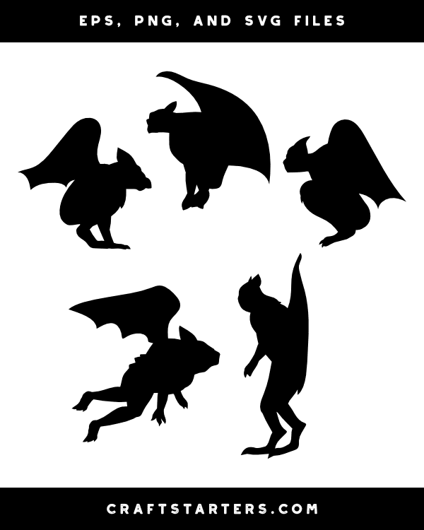 Gargoyle Side View Silhouette Clip Art