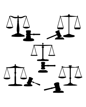 Gavel and Scales of Justice Silhouette Clip Art