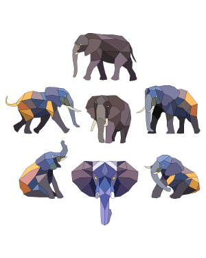 Geometric Elephant Digital Stamps