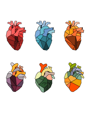 Geometric Human Heart Digital Stamps