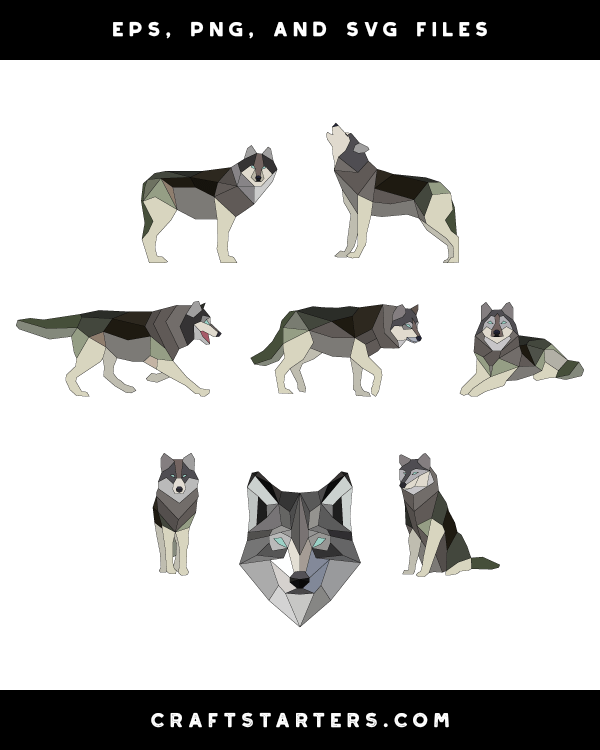 Geometric Wolf Clip Art
