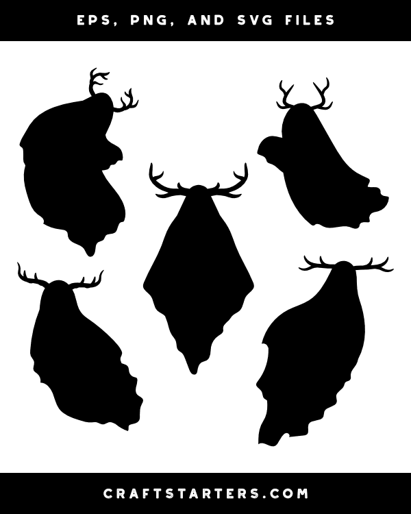 Ghost With Antlers Silhouette Clip Art