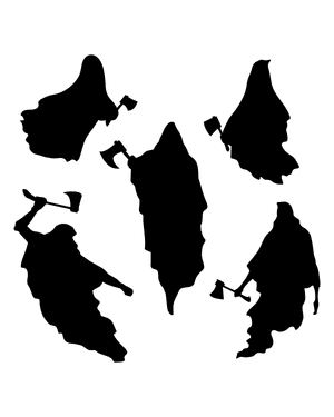 Ghost With Axe Silhouette Clip Art