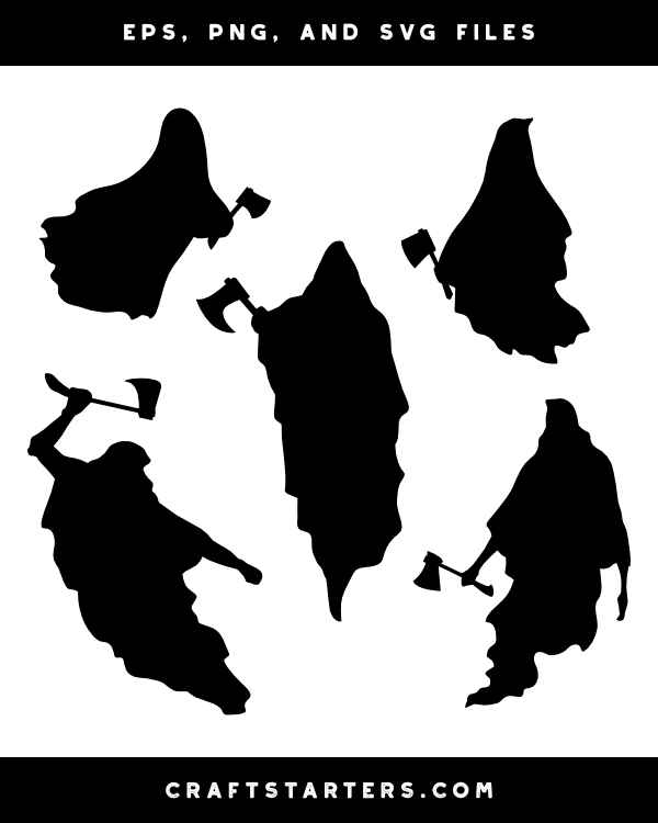 Ghost With Axe Silhouette Clip Art