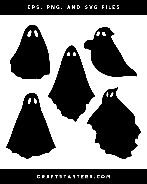 Ghost With Big Eyes Silhouette Clip Art