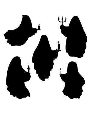 Ghost With Candle Silhouette Clip Art