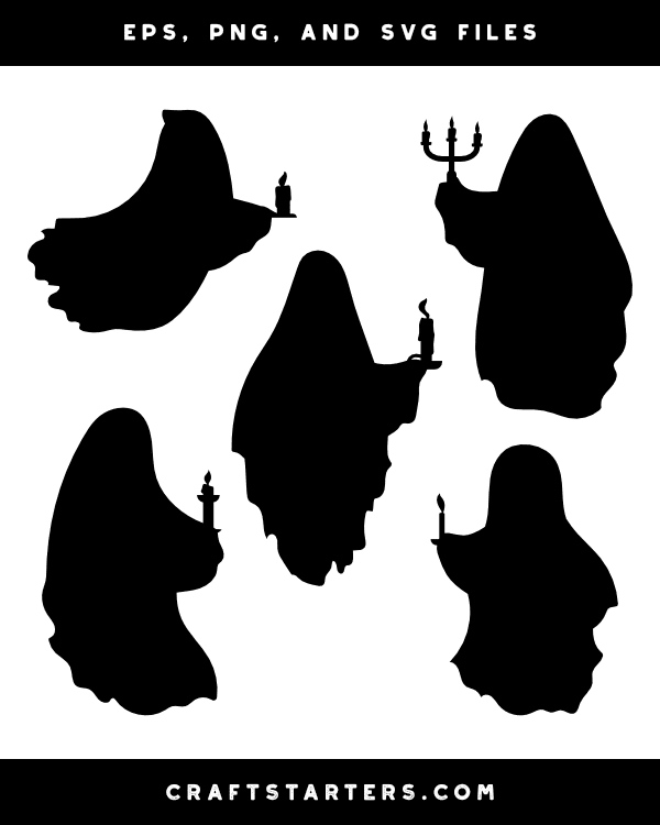 Ghost With Candle Silhouette Clip Art