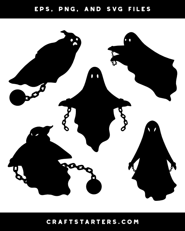 Ghost With Chains Silhouette Clip Art