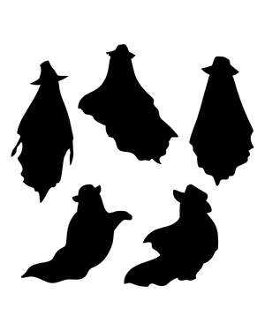 Ghost With Hat Silhouette Clip Art