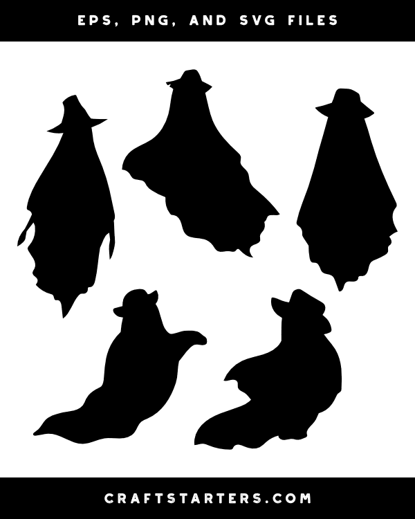 Ghost With Hat Silhouette Clip Art