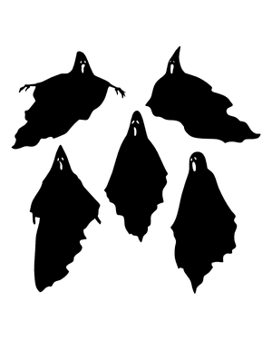 Ghost With Long Face Silhouette Clip Art