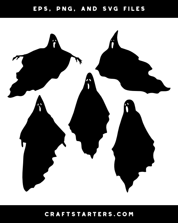 Ghost With Long Face Silhouette Clip Art