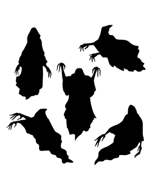 Ghost With Long Fingers Silhouette Clip Art