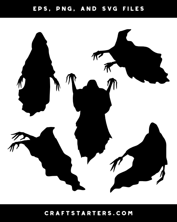 Ghost With Long Fingers Silhouette Clip Art