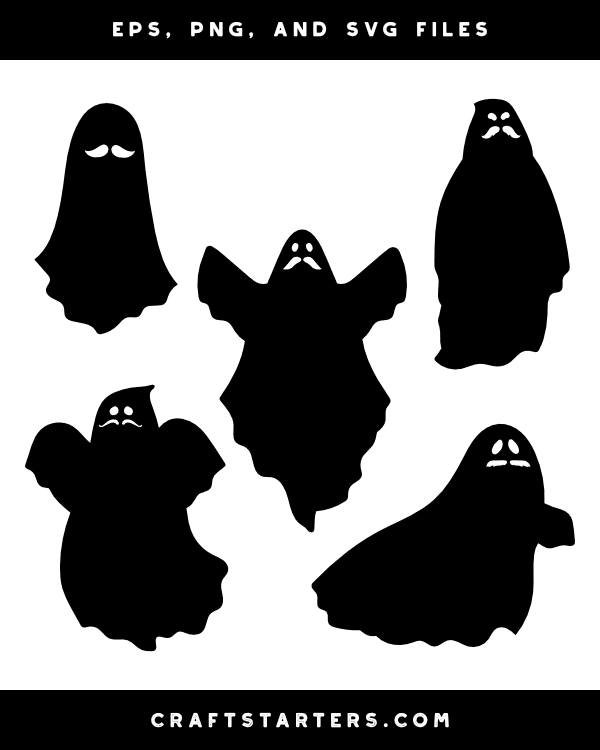 Ghost With Mustache Silhouette Clip Art