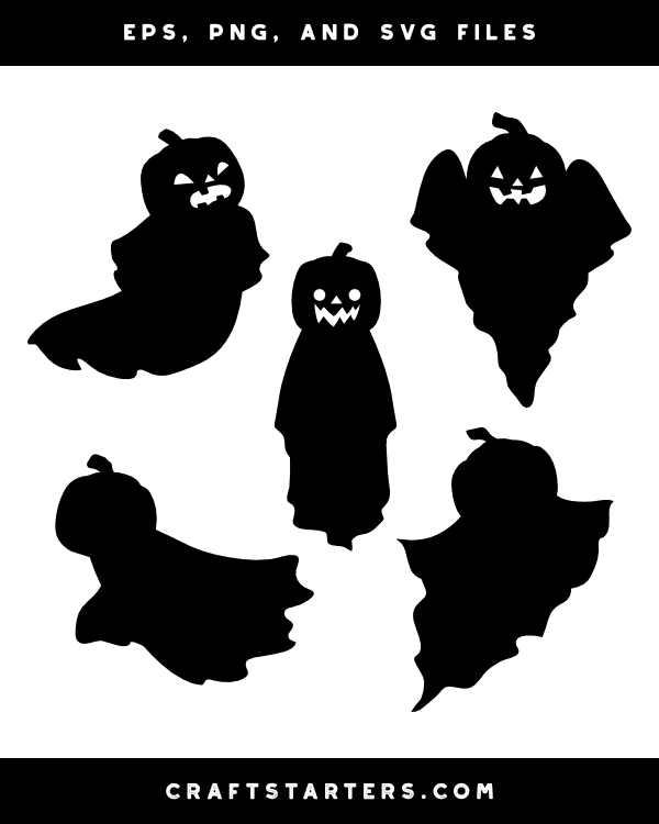Ghost With Pumpkin Head Silhouette Clip Art