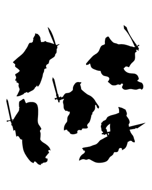 Ghost With Sword Silhouette Clip Art