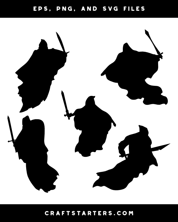 Ghost With Sword Silhouette Clip Art