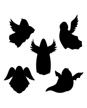 Ghost With Wings Silhouette Clip Art