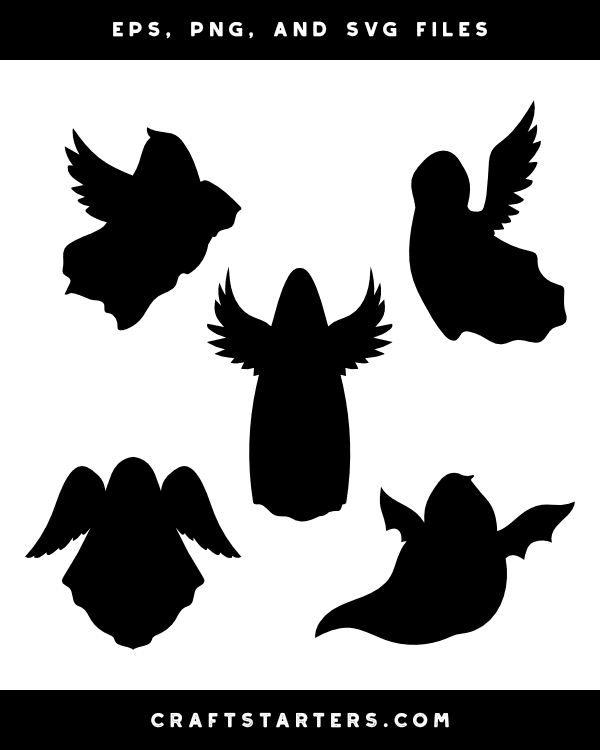 Ghost With Wings Silhouette Clip Art