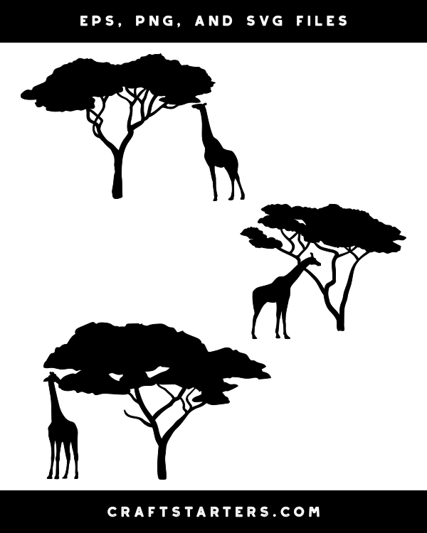 Giraffe And Tree Silhouette Clip Art