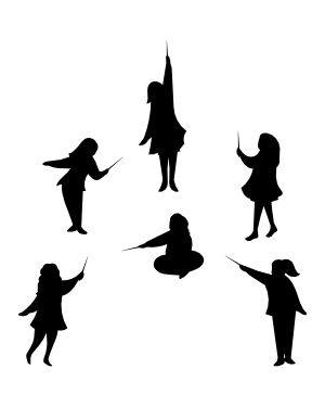 Girl Holding Wand Silhouette Clip Art