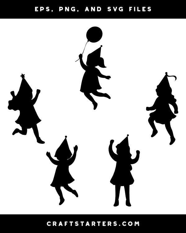 Girl In Party Hat Silhouette Clip Art