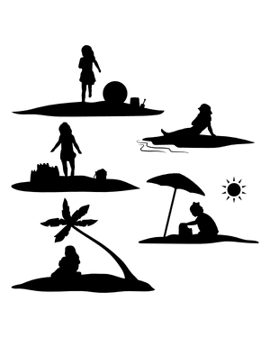 Girl on Beach Silhouette Clip Art
