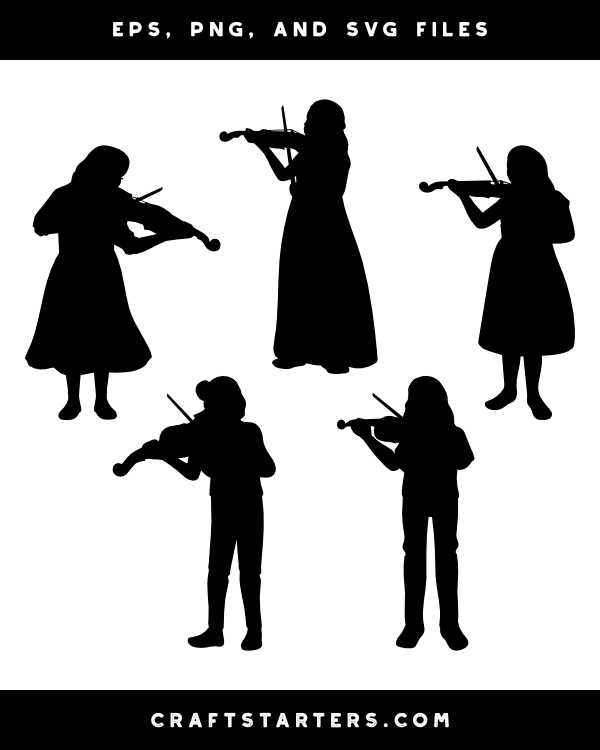 Girl Violinist Silhouette Clip Art