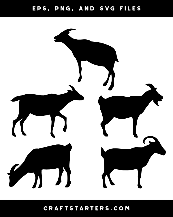 Goat Side View Silhouette Clip Art