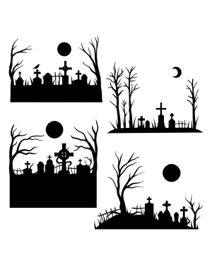 Gothic Graveyard Silhouette Clip Art