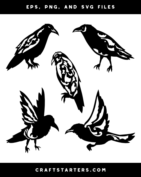 Gothic Raven Silhouette Clip Art