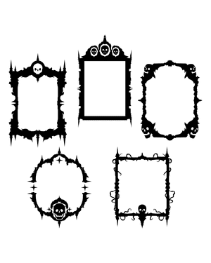 Gothic Skull Frame Silhouette Clip Art