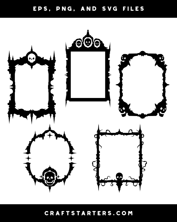 Gothic Skull Frame Silhouette Clip Art