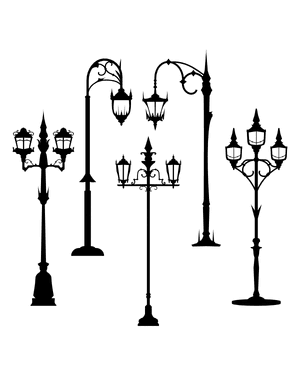 Gothic Street Lamp Silhouette Clip Art