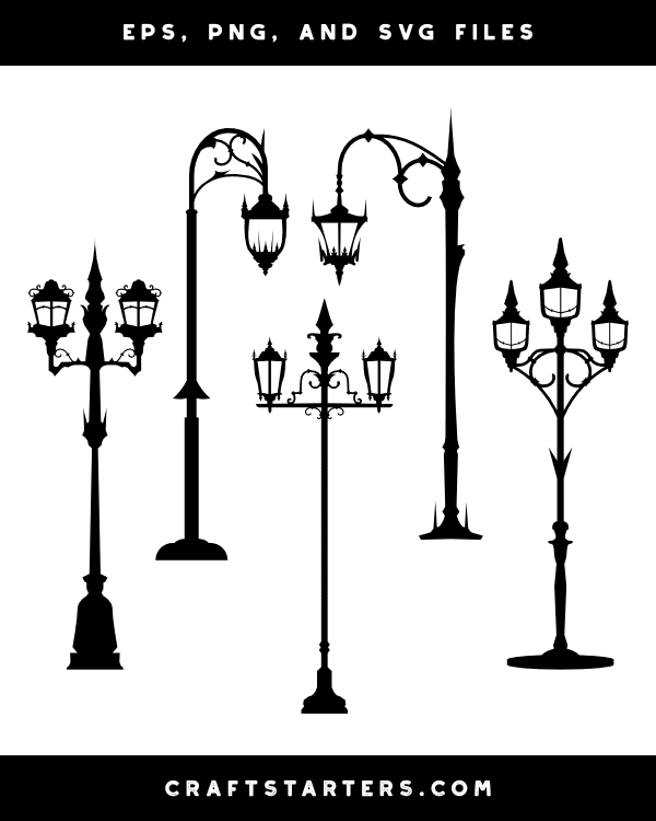 Gothic Street Lamp Silhouette Clip Art