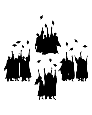Graduates Throwing Caps Silhouette Clip Art