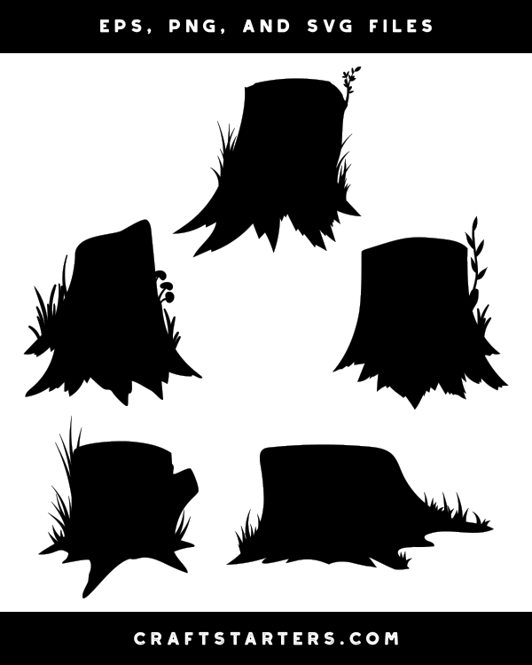 Grass And Tree Stump Silhouette Clip Art